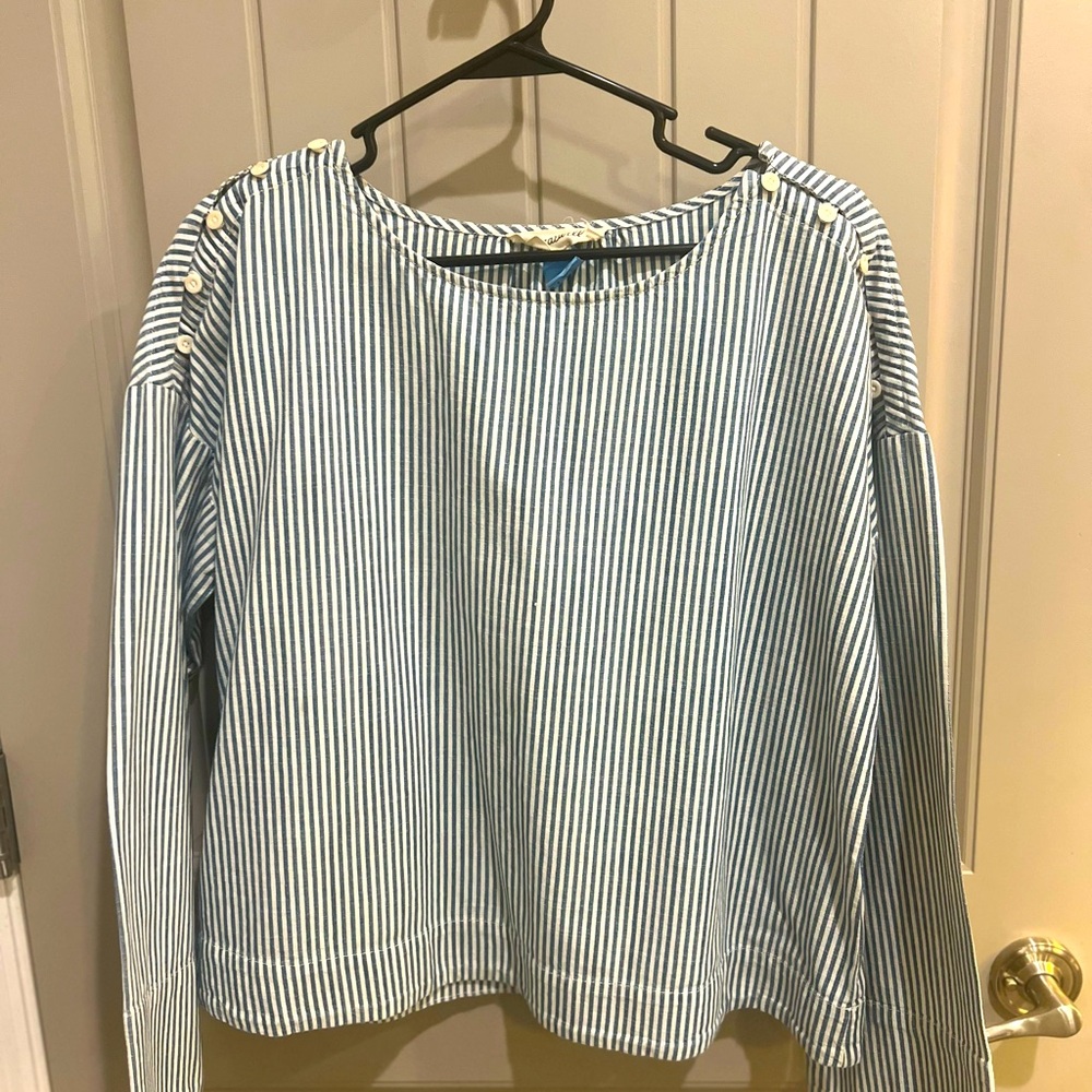 Madewell summer blue and white striped top